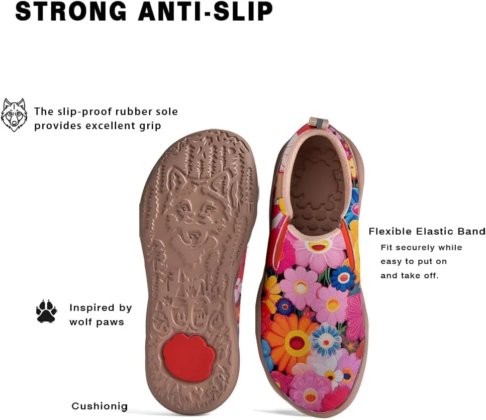 Women Loafers Shoes Walking Comfortable Slip On Casual Travel Floral Painted Sneakers