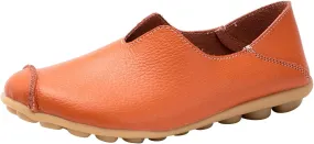 Womens Leather Shoes Casual Dressy Comfortable Loafers Summer Slip On Walking Driving Flats Lightweight Work Shoes 2025 Fashion