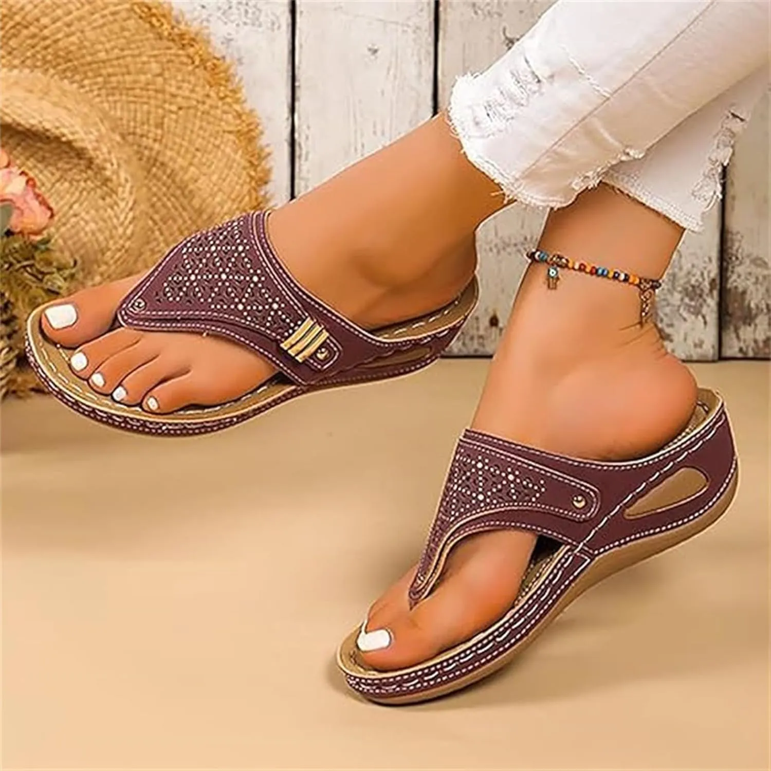 Womens Sandals Comfortable Dressy Arch Support Orthopedic Slippers Slip On Casual Summer Orthotic Thong Flip Flops