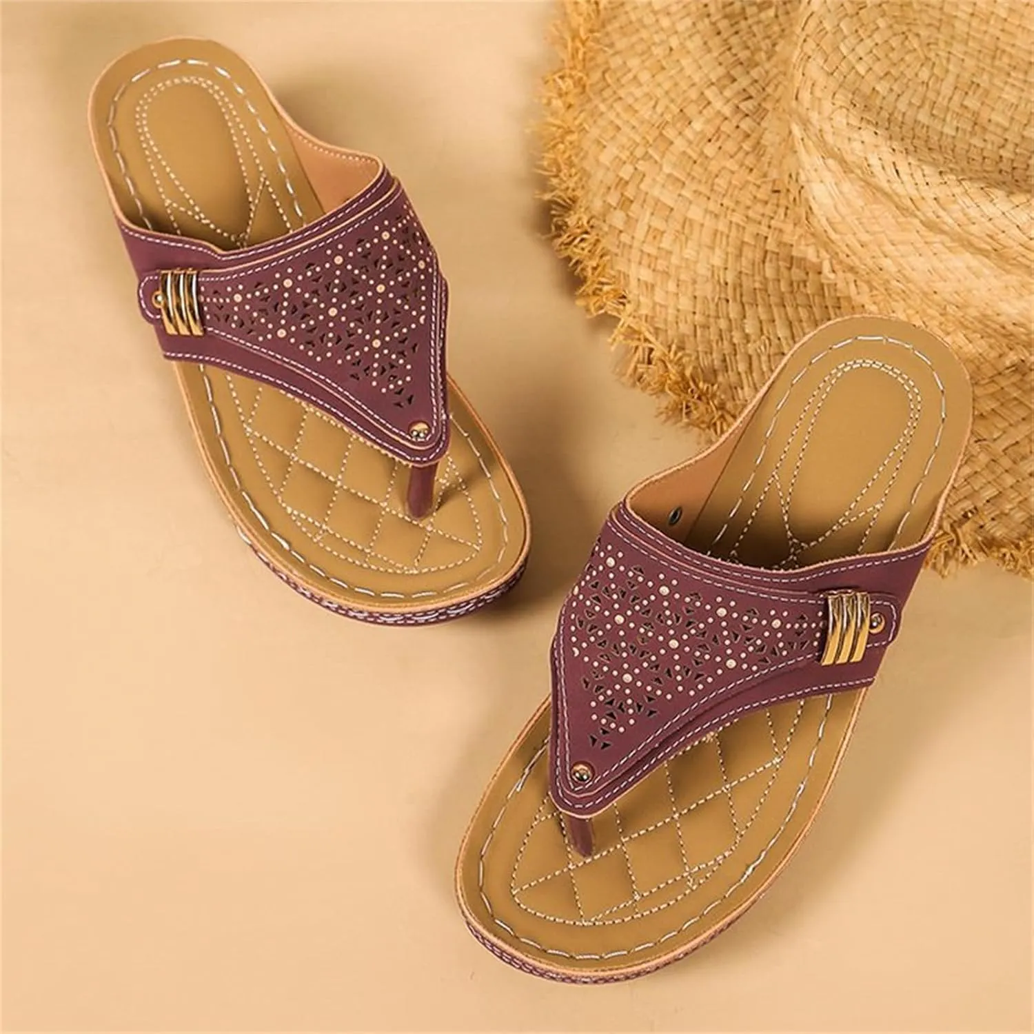 Womens Sandals Comfortable Dressy Arch Support Orthopedic Slippers Slip On Casual Summer Orthotic Thong Flip Flops