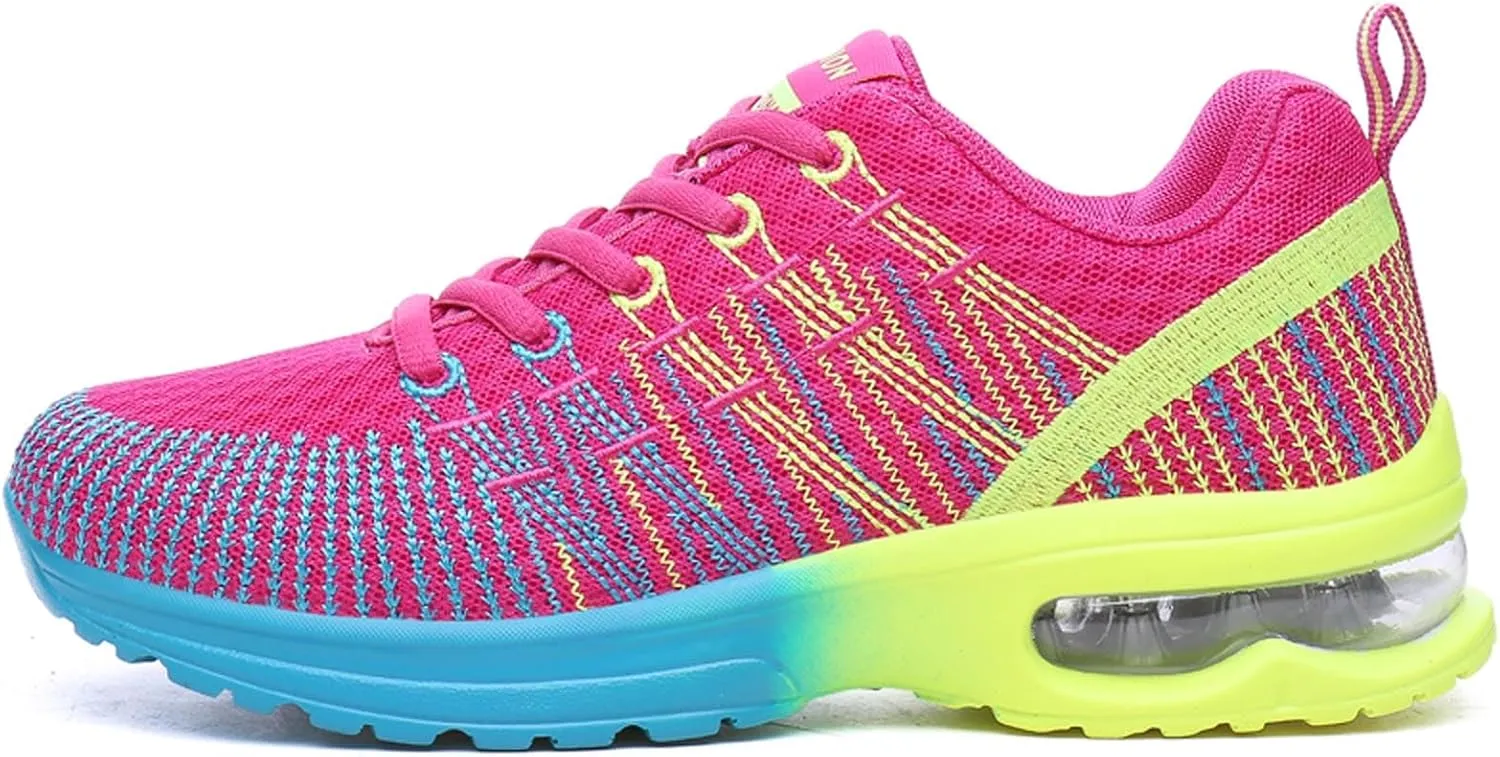 Womens Trainers Ladies Road Running Shoes Air Cushion Athletic Sneaker Lightweight Breathable Jogging Gym Tennis Sports Shoes Outdoor Walking Shoes